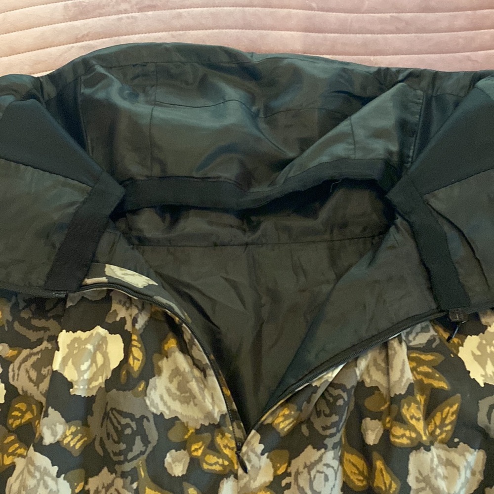 J. Crew Marielle Solstice floral strapless pockets gray gold 10 zipper dress - Picture 12 of 16
